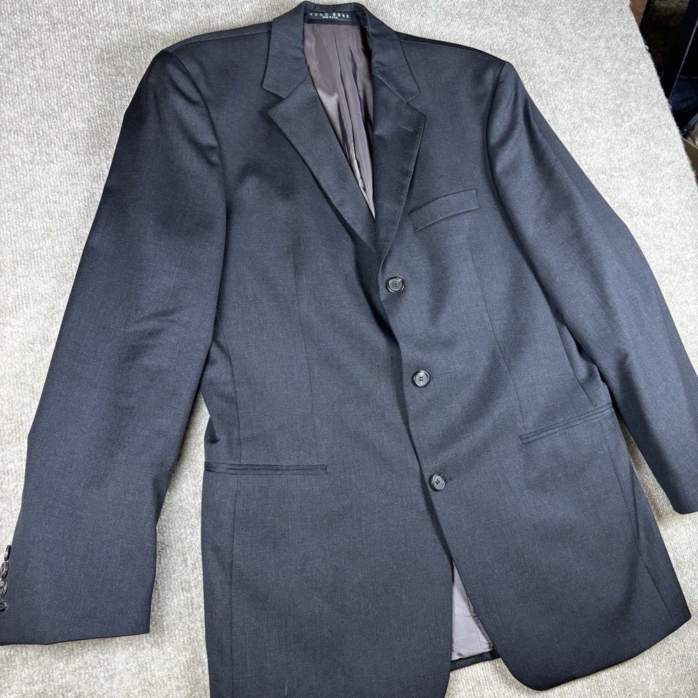 Hugo Boss Einstein Sigma Mens 42L Blazer Super 100 Wool Gray Made USA 3 Button